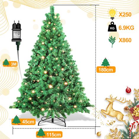 Wolketon 180cm Künstlicher Weihnachtsbaum mit Beleuchtung LED Tannenbaum für Weihnachten-Dekoration, aus PE und PVC,(Ø ca. 115 cm) mit 860 Spitzen (1/3)