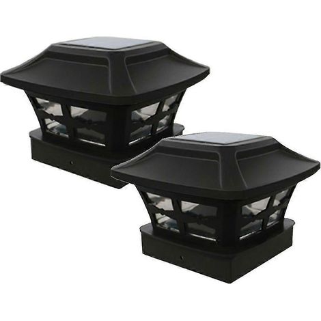Lot de 2 lampes solaires pour poteau de clôture et jardin.