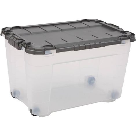 Boîte de Rangement à Roulettes "Block'it" 60L Transparent (1/5)