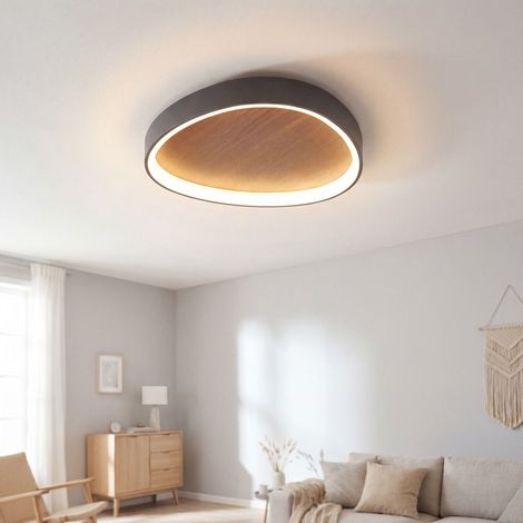 LED Deckenleuchte Dimmer Farbwechsel warm-kalt über Wandschalter B: 85 cm Holz Deckenlampe