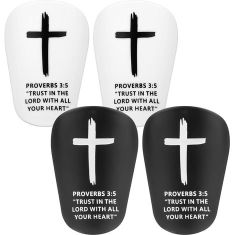 2 Paires Protège-Tibias Football Chrétiens, 8x5,5cm Mini-Protège-Tibias Football avec Croix et Verset Biblique pour Enfants et Adultes Équipement Protection Sportive Religieux