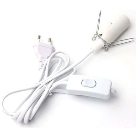 Câble pour lampe à sel avec interrupteur,E14,1,8 m,Douille pour lampe de sel, Blanc (1/4)