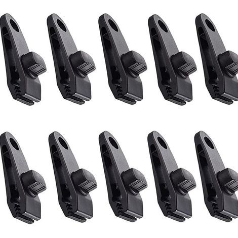 Clips de bâche 10 pièces Clips de tente pinces d'auvent pince d'auvent pour auvent de camping pinces de bâche clips de bâche auvents pour activités de plein air noir (1/5)