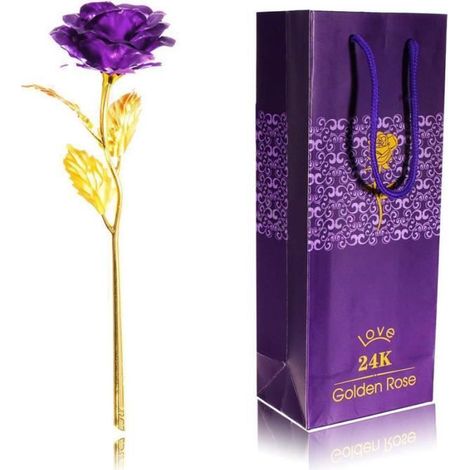 24K Fleur Rose Artificielle en Feuille d\'or Romantique Symbolise l\'Amour Eternel pour Saint Valentin, Fête des mères, Mariage, Noël (1/4)