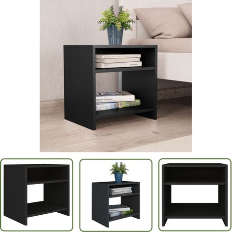 The Living Store Nachttisch Schwarz 40x30x40 cm Holzwerkstoff - Nachtisch - Nachttisch Schwarz - Holzwerkstoff Möbel - Beistelltisch - Wohnraum Dekoration (1/5)