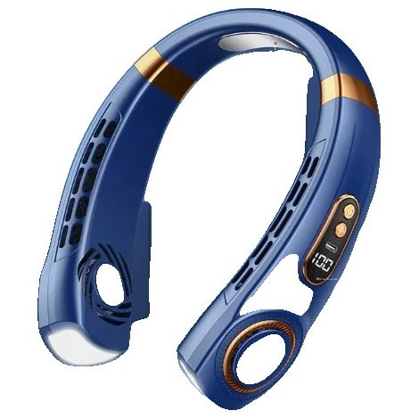 Nackenventilator, USB wiederaufladbar, Mehrgeschwindigkeitsoptionen, Blau (1/2)