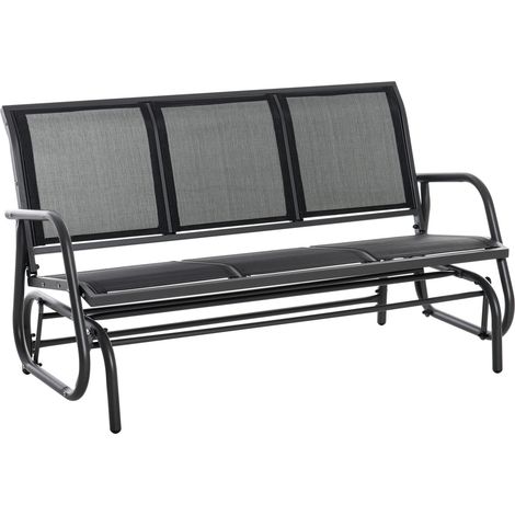 Banco balancín de jardín para 3 personas en metal gris oscuro 147 x 75 x 85 cm carga máxima 300 kg (1/5)