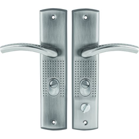 Poignée de porte extérieure gauche 72 mm pour insert, chrome satiné (1/2)