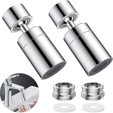 2 Pièces 360° Embout Robinet Cuisine, Aérateur de Robinet 360 Avec Adaptateur, 2 Modes Robinet Economie Eau M22- M24, Robinet Economie Eau Pivotant Adaptateur, pour Cuisine Salle De Bain (1/5)