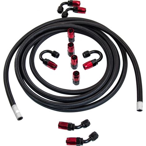 16.4FT Intrecciato Olio Carburante Linea Tubo flessibile raccordi Adattatore Kit (1/5)