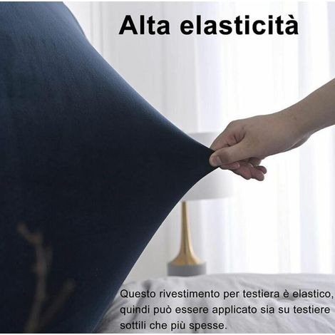 Couvre-chef de lit extensible et enveloppant Protecteur de dos de lit Tissu anti-poussière Couvre-chef de lit sale et amovible - Bleu marine, 1.5m (pour tête de lit de 1.4-1.7m, hauteur de tête de lit (1/3)