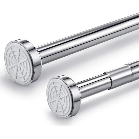 Tringle de douche extensible en acier inoxydable, 45-60 cm, sans perçage, barre à serrage réglable par torsion, fixation sûre et robuste (1/5)