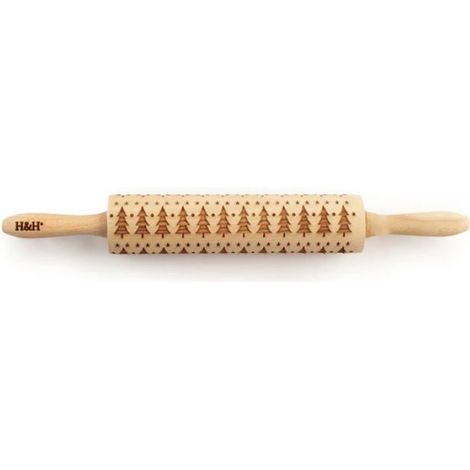 Rouleau De Découpe Noël - En Métal Aspect Bois - 38 X 3,5 Cm - Pour Pâte À Modeler Et Sucrée - 1 Pièce (1/4)