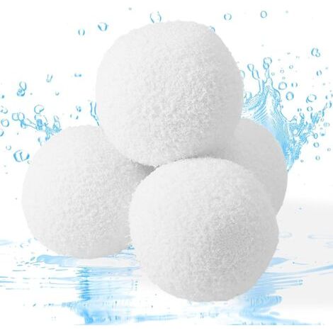 Lot de 4 éponges flottantes efficaces pour spas et piscines, absorbant les impuretés et les huiles Billes filtrantes blanches pour piscine