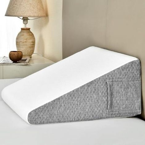 Wedge-shaped orthopedic pillow for sleep apnea with adjustable pillow, for acid reflux, back pain relief, snoring, leg elevation with cover (1/4)