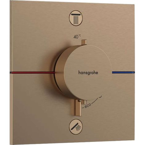 Hansgrohe ShowerSelect Comfort - Grifo termostático empotrado para 2 aparatos, bronce cepillado 15572140 (1/3)