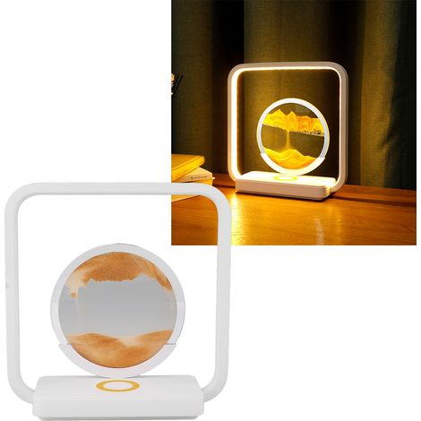 Lampe de bureau miniature à peinture sur sable, veilleuse USB, lampe d'ambiance pour chambre ou bureau, motif sablier 3D, peinture sur sable mouvante, décoration relaxante pour la maison ou le bureau, (1/5)