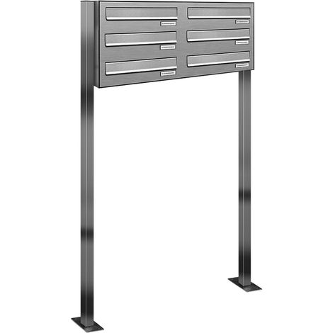 6er V2A Edelstahl Standbriefkasten Freistehend Durchwurfanlage (1/5)