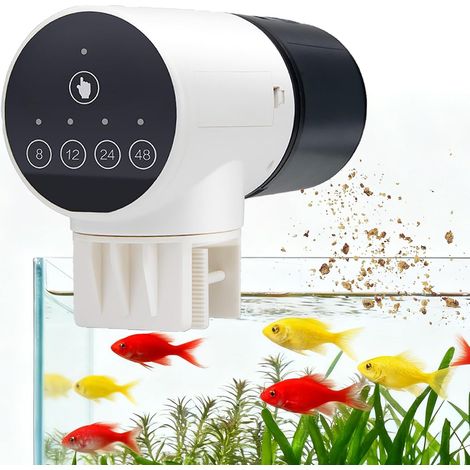 Automatique Distributeur Nourriture Poisson Aquarium, Distributeur Nourriture Poisson avec Minuterie, 200ml Distributeur de Nourriture pour Poissons pour Les Vacances, avec 2 Piles (1/5)