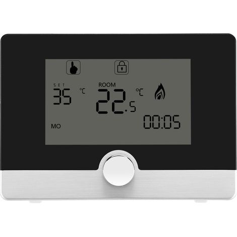 Thermostat programmable Régulateur de contrôle de température Intelligent Digital Lumière Bleue programmable sur 7 Jours avec lumière Bleue et Grand écran pour système de Chauffage Mural(Noir) (1/5)