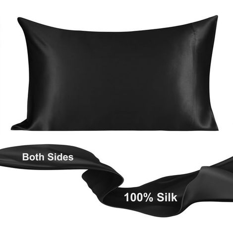 Taie d'oreiller en soie de mûrier pour cheveux et peau, housse de coussin en pure soie naturelle, tissu satiné doux, anti-frisottis, hypoallergénique, glissière invisible, taille unique, literie de lu (1/5)