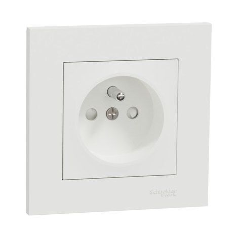 Schneider Electric – Lot de 5 prises avec terre Miluz – Plastique blanc – Intensité 16A – Tension 250V – Fixation à vis et à griffes