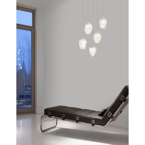 [NEUWERTIG] B-Ware Nova Luce Pendelleuchte Hängeleuchte ICE G9 Weiß Lampe Deckenleuchte 5-fach (1/2)
