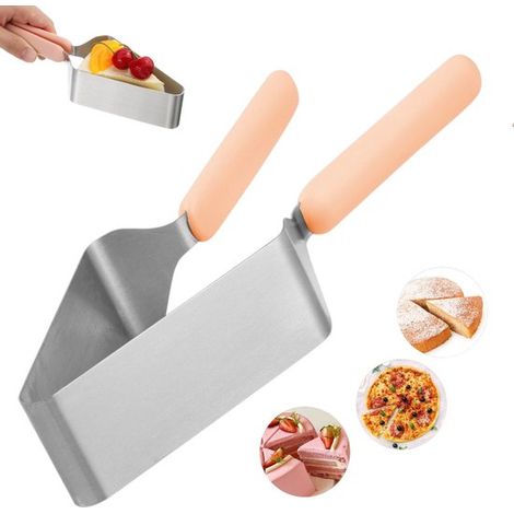 Coupe-gâteau - Coupe-gâteau en acier inoxydable - Argenté - Outil de découpe triangulaire - Diviseur de gâteau triangulaire - Avec double poignée - Convient pour découper gâteaux, desserts et pâtisser (1/5)