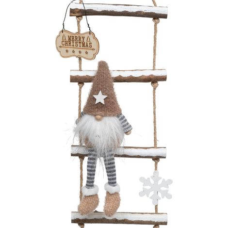 Déco de Noël à suspendre 2 Gnomes sur une échelle H 115 cm - Feeric Christmas (1/3)