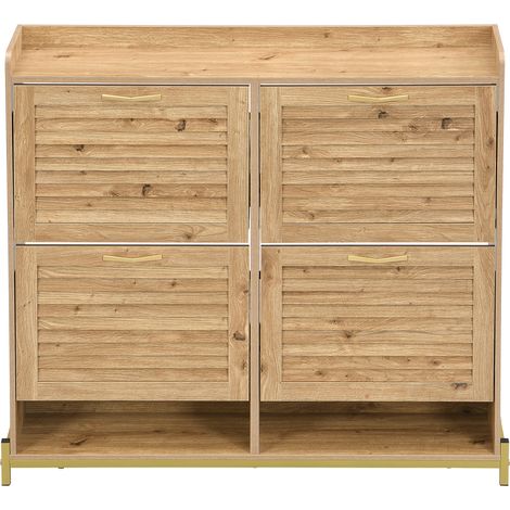 ELVMI Scarpiera con 4 Ante e Ripiano Superiore per Ingresso in MDF 108,5 x 24 x 100 cm Colore Legno (1/5)
