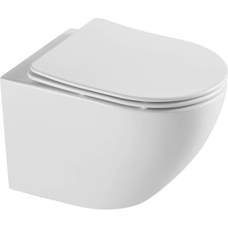 Vilarte  Cuvette WC Suspendue Bris-BI - Blanche - Design Moderne - Abattant Frein de Chute