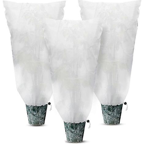 Housses de protection contre le gel pour plantes d'extérieur, lot de 3 sacs en tissu anti-gel pour l'hiver. (1/5)