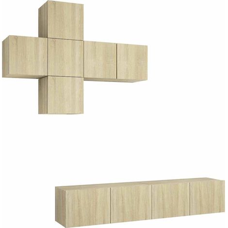 Maison Exclusive - 7-tlg. TV-Schrank-Set Sonoma-Eiche Holzwerksto (1/5)