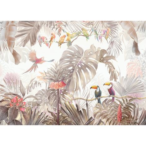 Papier peint panoramique - Forêt tropicale Oiseaux - 130 cm x 93 cm (1/2)