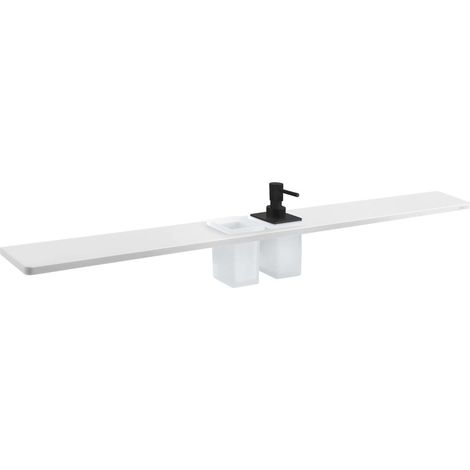 Sapho Abeline - Ablage mit Seifenspender und Gläsern, 100 cm, weiß matt/schwarz AE102-0101-03 (1/3)