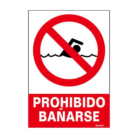 Panneau d'interdiction de baignade 210 x 297 mm RD40037 (1/2)