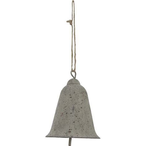 Large Rustic Hanging Bell Decoration - Metal - L8 x W8 x H10 cm - Brown