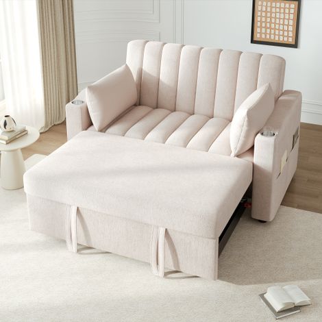 Canapé multifonctionnel moderne, canapé-lit, canapé-lit avec fonction couchage, canapé double avec appui-dos réglable, avec porte-boissons et coussin, adapté pour salon, chambre à coucher, Appartement (1/5)