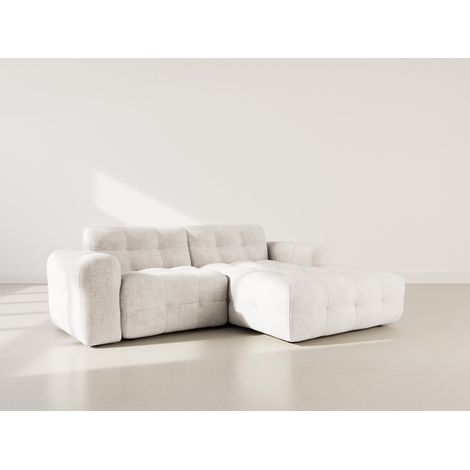 Diane - canapé d'angle droit 4 places en velours texturé - beige (1/5)