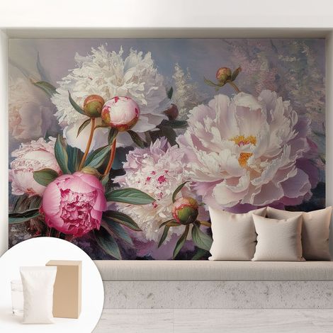 Tapete Vliestapete mit Kleber- abwaschbar - Raumgestaltung Schlafzimmer Wohnzimmer Tapete Pfingstrosenstrauß 208x146 cm (1/5)