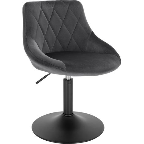 WOLTU Juego de 1 Taburete de Bar de Terciopelo, Silla de Bar, Taburete de Salón Con Respaldo, Rotación de 360°, Altura Ajustable, Gris Oscuro (1/5)