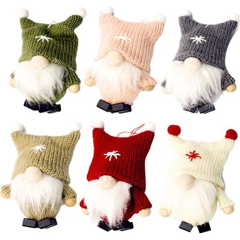 6 pcs Ornements De Gnome De Noël Suédois Tomte En Peluche Santa Elf Ornements De Table Arbre De Noël Décoration Suspendue (1/5)