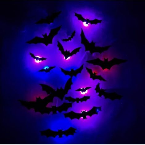 36 Pièces 3D Chauve Souris Halloween Décoration avec LED pour Les Portes,Les Fenêtres,Les Murs,Les Décorations de Fête (1/5)