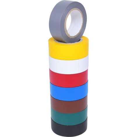 KS Tools 141.6010 Assortimento di Nastro Isolante in PVC, 8 Pezzi (1/3)
