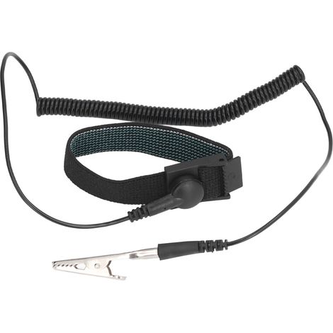 Bracelet antistatique réglable et réutilisable pour équipements électroniques (noir) (1/5)