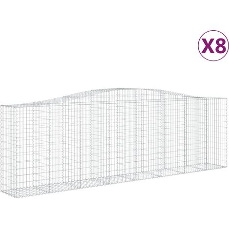 Paniers à gabions arqués 8 pcs  Mur en gabion 400x50x120/140 cm Fer galvanisé
