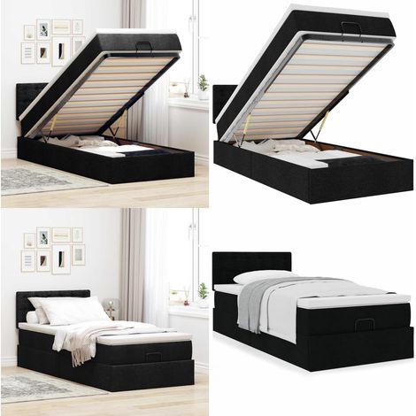 vidaXL Ottoman-Bett mit Matratze Schwarz 90x200 cm Stoff (1/5)