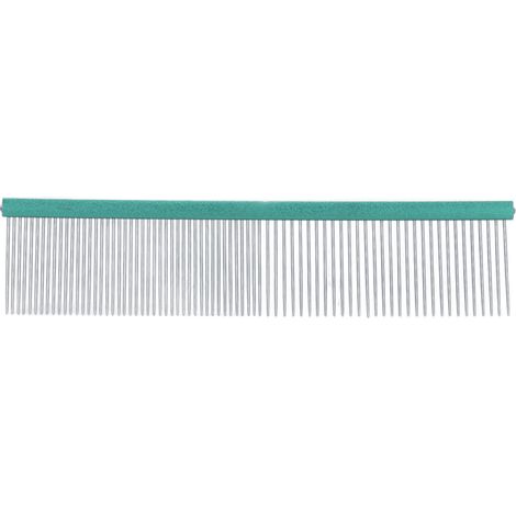 Peigne en acier pour animaux de compagnie, 2 densités différentes, empêche le toilettage statique des chiens, avec extrémités arrondies, pour races à poils longs et courts, vert 13 cm (1/5)