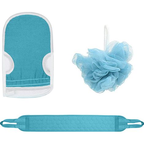 Gant Exfoliant - Serviette Exfoliante - Bande Exfoliante - Pour Douche - 3 Pièces - Fibre Végétale (1/5)