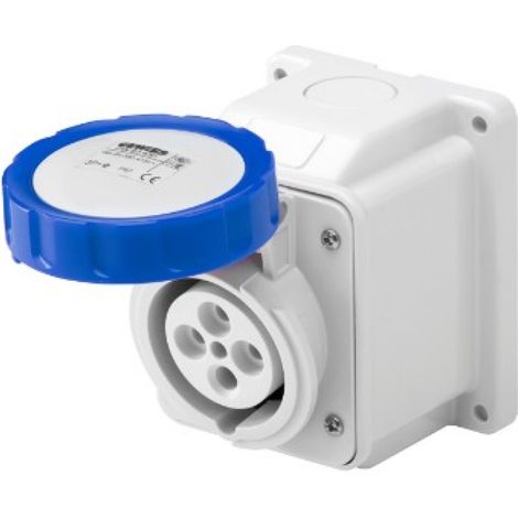 10 Grad IP67 2P+E 32A 200-250V Blaue Schraubverdrahtung Steckdose für Wandmontage 10 Grad IP67 2P+E 32A 200-250V Blaue Schraubverdrahtung